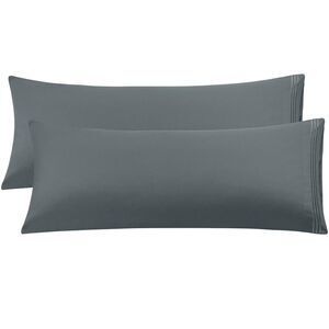 Brushed Microfiber Body Pillowcases Set of 2 20"x48" Dark Gray